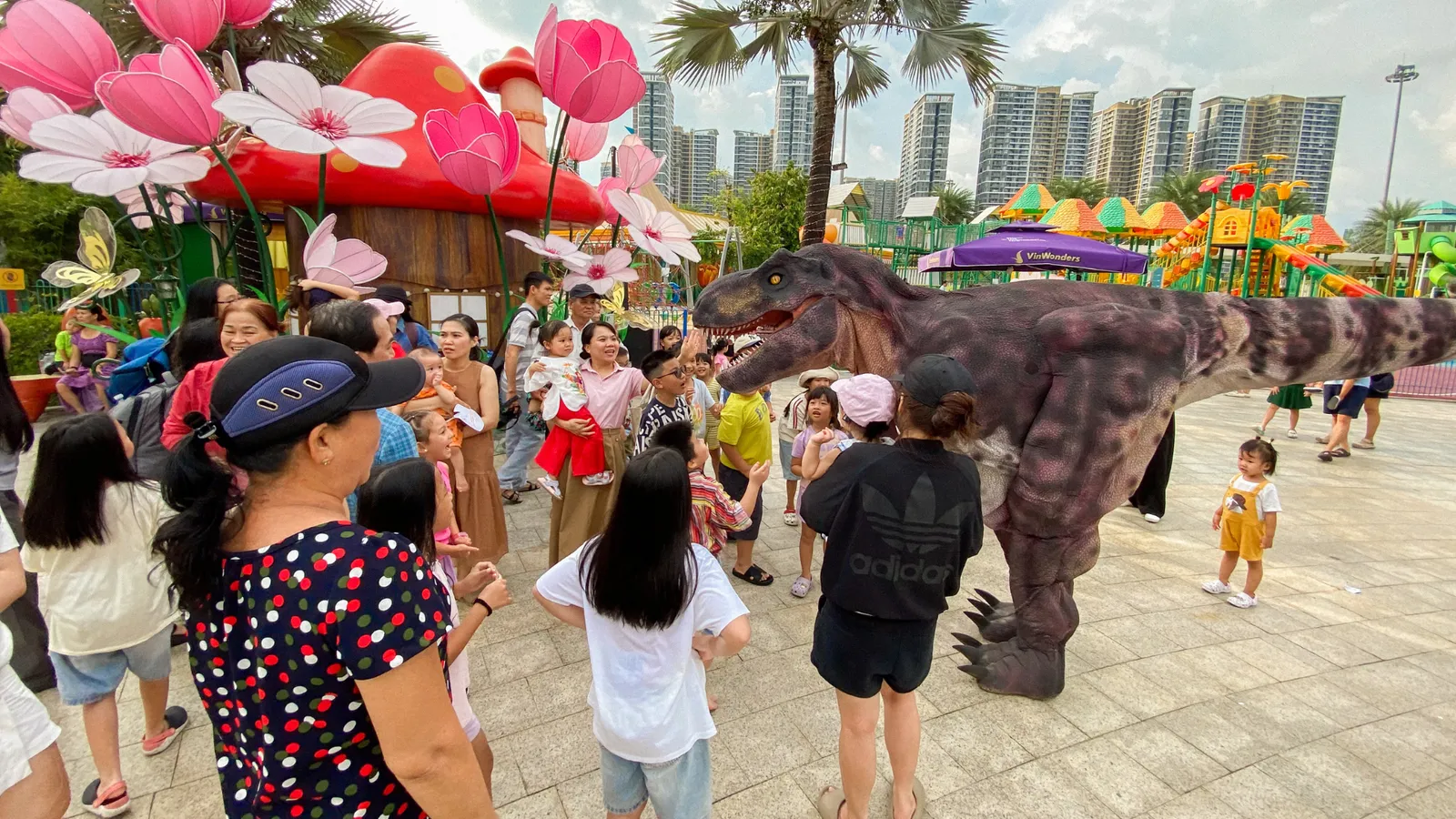 The Vegetarian T-rex interacting with young audiences